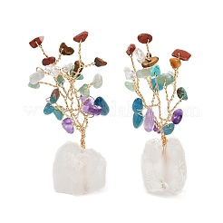 Natural Mixed Gemstone Chips Tree of Life Display Decorations&nbsp;AJEW-JD00015-01