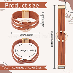 4Pcs 4 Colors PU Leather Multi-strand Bracelets Set with Magnetic Clasps&nbsp;BJEW-AN0001-77