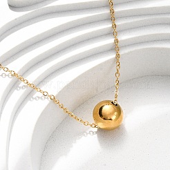 304 Stainless Steel Round Ball Pendant Necklaces for Women&nbsp;NJEW-K255-51G