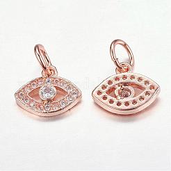 CZ Brass Micro Pave Cubic Zirconia Evil Eye Charms&nbsp;ZIRC-L018-10RG
