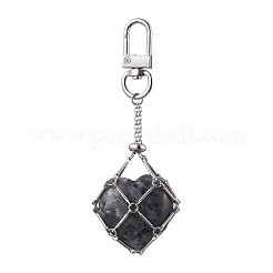 Brass Macrame Pouch Empty Stone Holder Pendant Decoration&nbsp;HJEW-JM01682-02