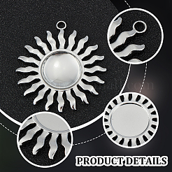 12Pcs 304 Stainless Steel Pendant Cabochon Settings&nbsp;DIY-UN0005-09