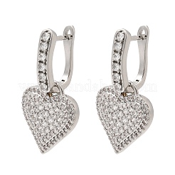 Brass Micro Pave Cubic Zirconia Hoop Dangle Earrings&nbsp;EJEW-G471-15P-01
