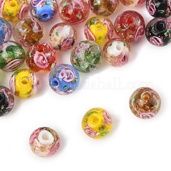 32Pcs 7 Colors Handmade Gold Sand Lampwork Beads&nbsp;LAMP-FS0001-30