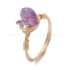 7Pcs 7 Styles Natural & Synthetic Gemstone Chip Finger Rings&nbsp;RJEW-JR00695