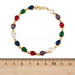 Brass Micro Pave Cubic Zirconia Link Bracelets&nbsp;BJEW-Z138-01G