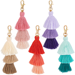 5Pcs 5 Colors Polyester Cord Gradient Color Tassel Pendant Decorations&nbsp;AJEW-BBC0001-11
