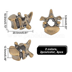 4Pcs 2 Colors Vertebrae Shaped Brass Beads&nbsp;KK-NB0002-98