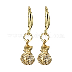 Brass Micro Pave Clear Cubic Zirconia Dangle Earrings&nbsp;EJEW-F362-14G