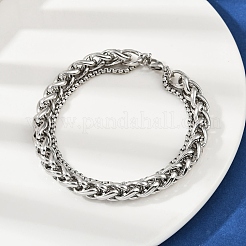 201 Stainless Steel Cuba Style Chian Bracelet for Men&nbsp;BJEW-B138-06P-04