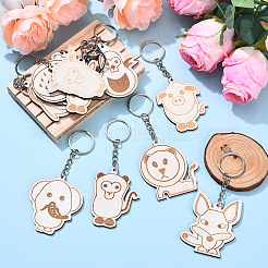 Animal Theme Wood Keychain Sets&nbsp;KEYC-YWC0001-04