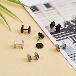 6Pcs 2 Colors Blank Hexagon Stainless Steel Ear False Plugs&nbsp;EJEW-FI0003-31