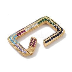 Rack Plating Brass Micro Pave Cubic Zirconia Sping Gate Rings&nbsp;KK-NH0002-16G-02