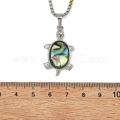 Natural Paua Shell 304 Stainless Steel Tortoise Pendant Two Tone Box Chain Necklaces for Women&nbsp;NJEW-JN06190