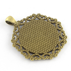 Tibetan Style Polygon Alloy Big Pendant Cabochon Settings&nbsp;X-TIBEP-Q051-19AB-NR