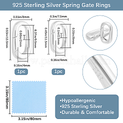 2Pcs 2 Styles Sterling Silver Spring Gate Rings&nbsp;STER-BBC0007-79