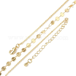 Brass Cable & Flat Sequin Chains Necklaces for Women&nbsp;NJEW-D302-40G