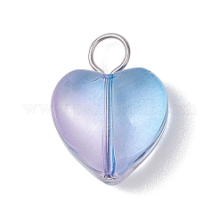 Heart Gradient Color Baking Paint Transparent Glass Pendants&nbsp;PALLOY-JF03264-02