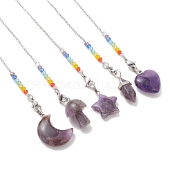 5Pcs Natural Amethyst Dowsing Pendulums&nbsp;PALLOY-JF05238