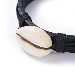 Adjustable Cowhide Leather Cord Braided Bracelets&nbsp;BJEW-JB04438-01