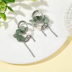 4 Pairs 4 Styles Natural Amethyst & Aquamarine & Green Aventurine & Eagle Eye Stone Chips Drop Earrings&nbsp;EJEW-TA00817