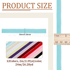 24M 12 Colors Flat Nylon Elastic Cord with Lace Edge&nbsp;OCOR-ME0001-40