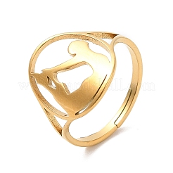 Ion Plating(IP) 304 Stainless Steel Yoga Adjustable Ring for Women&nbsp;RJEW-M149-27G