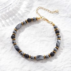 Natural Eyeless Obsidian & Synthetic Non-Magnetic Hematite Beaded Bracelets for Women&nbsp;BJEW-JB12941-02