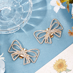 2Pcs Bowknot Alloy Rhinestone Shoe Decorations&nbsp;FIND-CP0002-24B