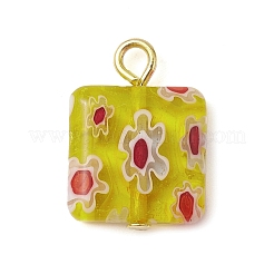 Square Handmade Millefiori Glass Pendants&nbsp;PALLOY-JF02486