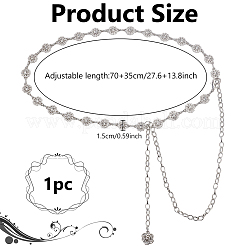 1Pc Iron Rhinestone Sparkling Flower Link Chains Belt with Alloy Cable Chains&nbsp;AJEW-FG0003-49