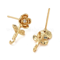 Brass Micro Pave Cubic Zirconia Studs Earring Findings&nbsp;KK-K364-04G