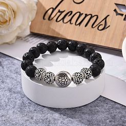 Natural Lava Rock Round Beads Essential Oil Anxiety Aromatherapy Stretch Bracelet for Girl Women Gift&nbsp;BJEW-JB07054