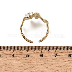 304 Stainless Steel Cubic Zirconia Cuff Open Rings&nbsp;SA-CBA54F2-03A-G