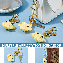 4Pcs Handmade Yarn Star with Alloy Enamel Pendant Keychains&nbsp;KEYC-HS00019