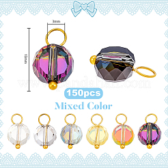 150Pcs Round Glass Pendants&nbsp;PALLOY-PH01939