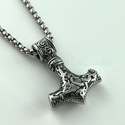 Vintage Punk Style 304 Stainless Steel Viking Hammer Pendant Necklaces for Men&nbsp;EH8058