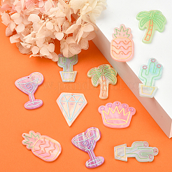 24Pcs 6 Style Embossed Printed Acrylic Pendants&nbsp;SACR-CJ0001-12
