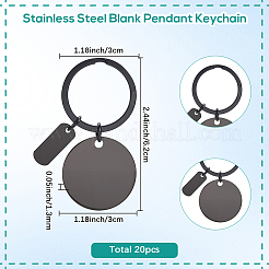 20Pcs 201 Stainless Steel Blank Pendant Keychain&nbsp;KEYC-SC0010-63