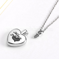 Non-Tarnish Heart with Word 316 Surgical Stainless Steel Pendant Necklaces&nbsp;YK3384-1