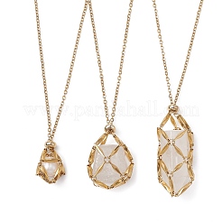 Ion Plating(IP) 304 Stainless Steel Macrame Pouch Empty Stone Holder for Pendant Necklaces Making&nbsp;NJEW-JN04441-01