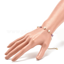 Natural Gemstone & Pearl Beaded Bracelet&nbsp;BJEW-JB08293
