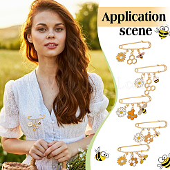 5Pcs Daisy & Bee Enamel Pins&nbsp;JEWB-PH01268