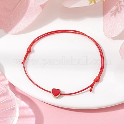 Alloy Enamel Heart Braided Bead Bracelet&nbsp;BJEW-JB09740-01