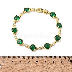 Brass Micro Pave Cubic Zirconia Link Cahin Bracelets for Women&nbsp;BJEW-A172-01G