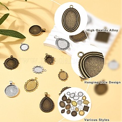 40Pcs 20 Styles Tibetan Style Zinc Alloy Pendant Cabochon Settings&nbsp;TIBEP-YW0002-16