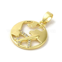 Rack Plating Brass Micro Pave CLear Cubic Zirconia Pendants&nbsp;KK-C053-11G