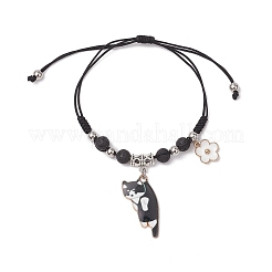 Natural Lava Rock Beads Braided Bead Bracelets&nbsp;BJEW-TA00621-01