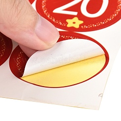 Christmas Theme Round Paper Gift Tag Self-Adhesive Stickers&nbsp;DIY-K032-82A