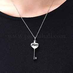 Non-Tarnish 304 Stainless Steel Heart Key Pendant Necklaces&nbsp;SX1430-1